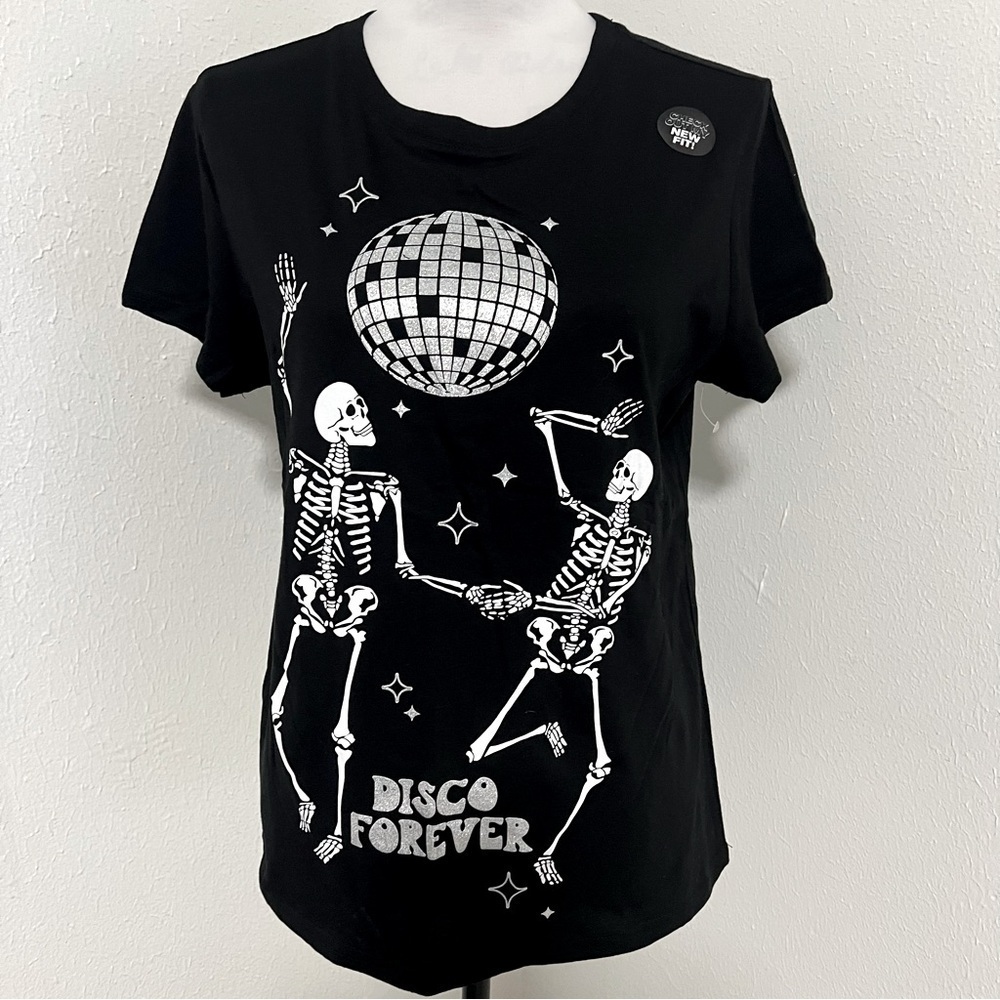 NWOT Skeleton Disco Dancers Shirt “Disco Fever” Large ( Runs Small) Fits Medium